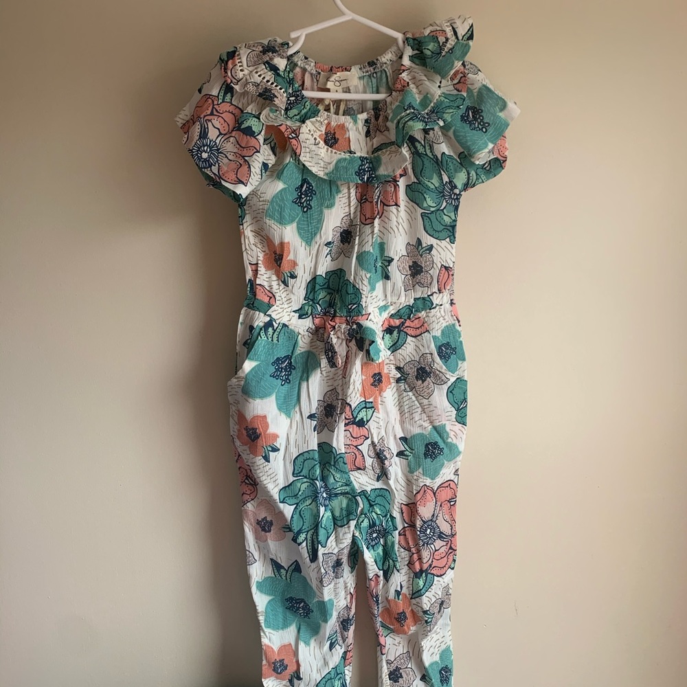 Jessica Simpson Floral Ruffle Sleeve Jumpsuit